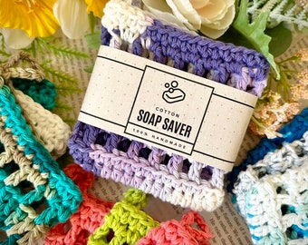 Crochet Soap Saver. 100% Cotton. Washable Crochet Soap Loofah. Crochet Soap Sleeve. Soap Sack. Body Scrubber. EcoFriendly Bath. Soap giftset