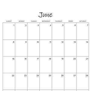 Calendario de junio de 2025 (imprimible, descarga digital en PDF) - Vertical