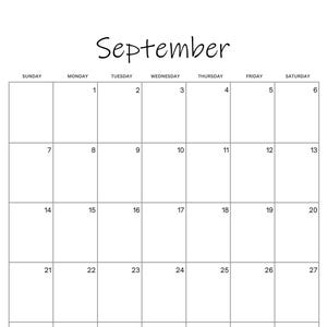 September 2025 calendar printable digital download pdf