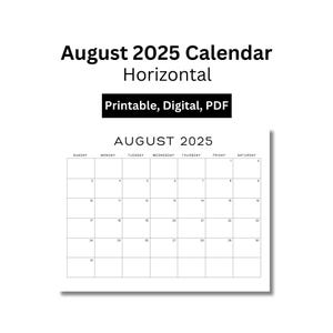 August 2025 calendar printable digital download pdf