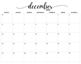 December 2023 Calendar Printable Digital Download PDF