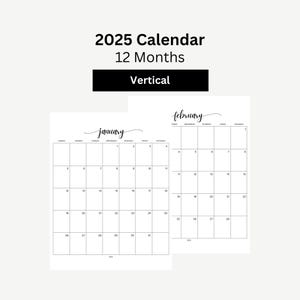 Calendário 2025 para impressão digital download pdf vertical