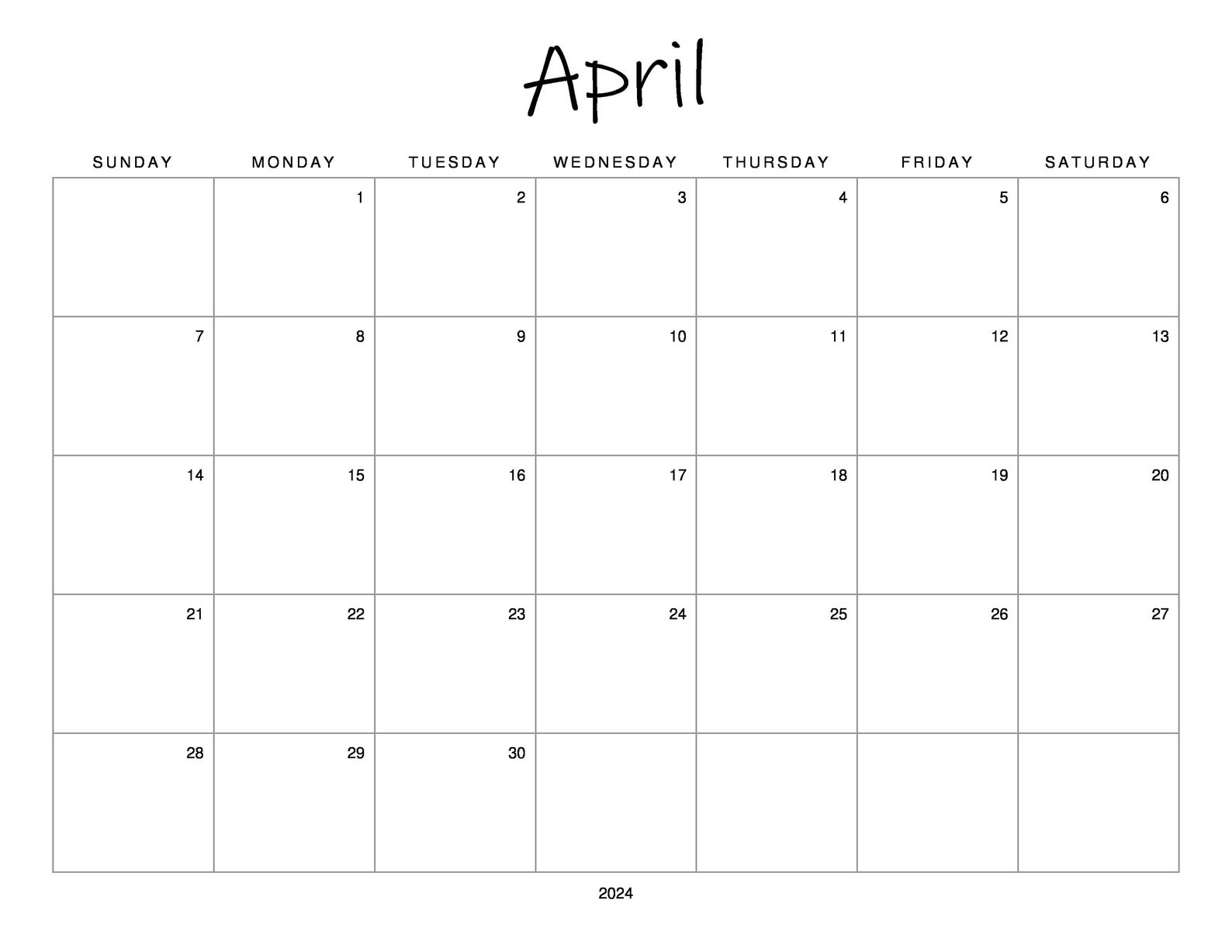 April 2024 Calendar Printable Digital Download PDF (Download Now) - Etsy