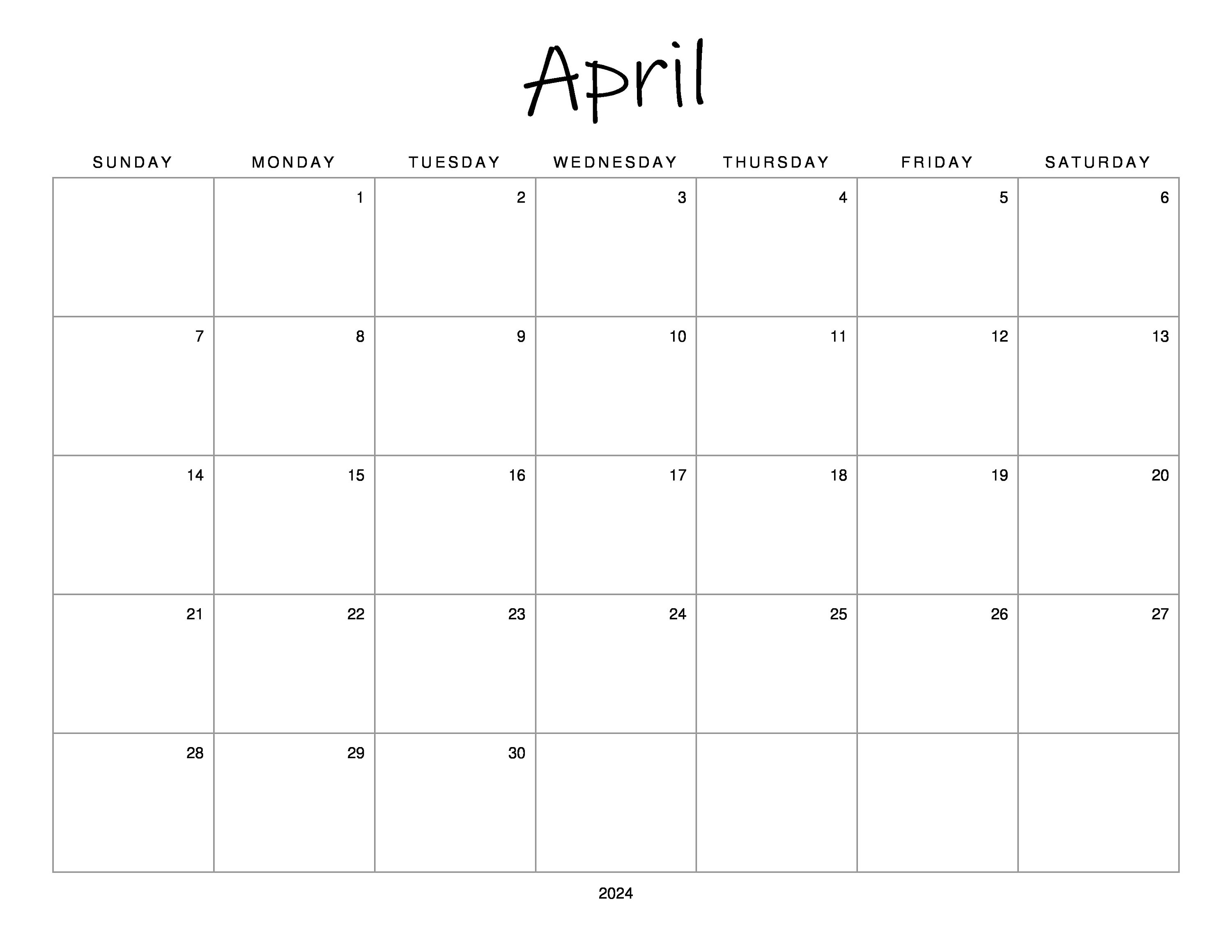 April 2024 Calendar Printable Digital Download PDF, Selfcare Planner