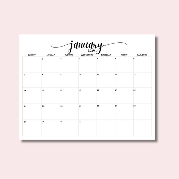 January 2024 Calendar Etsy