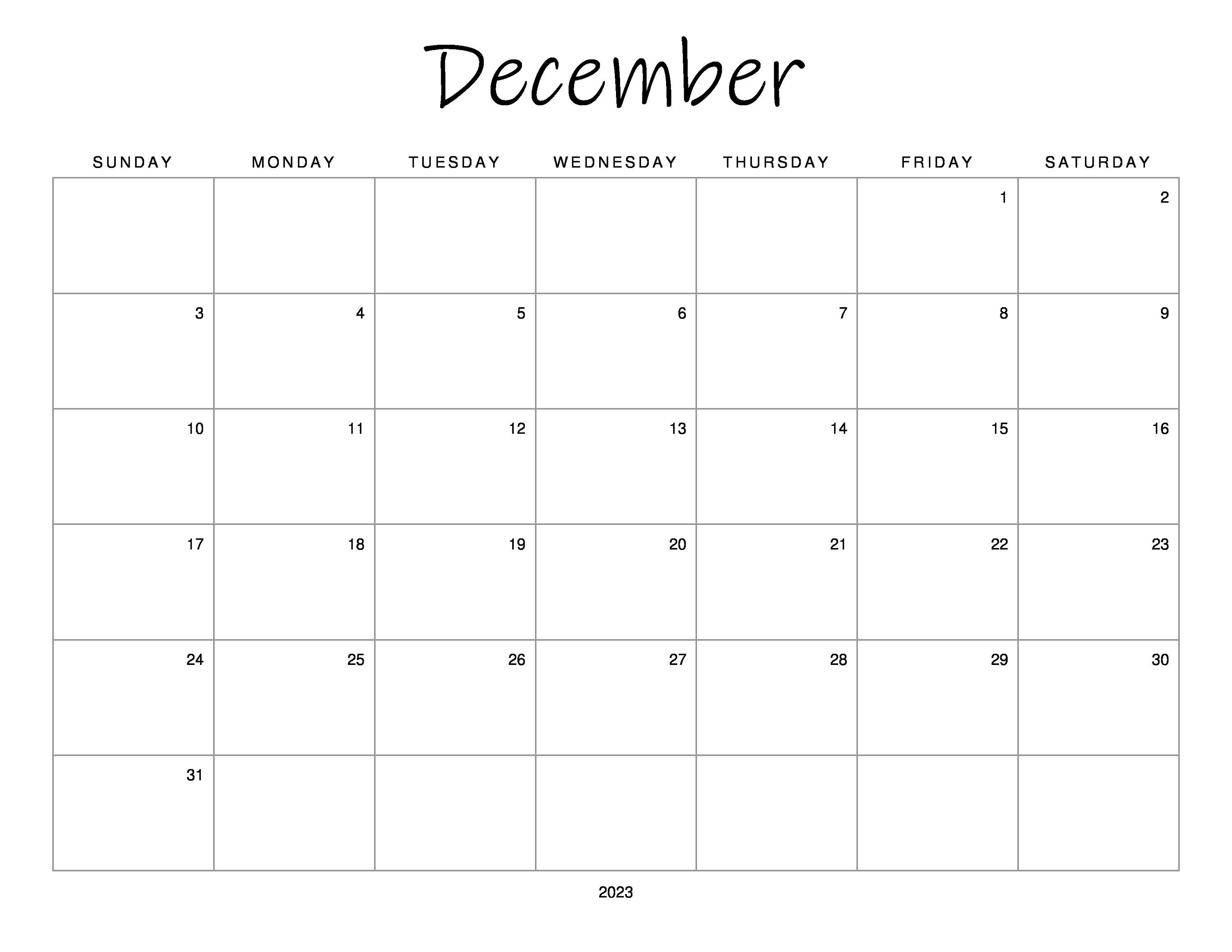 Printable calendar december online 2020