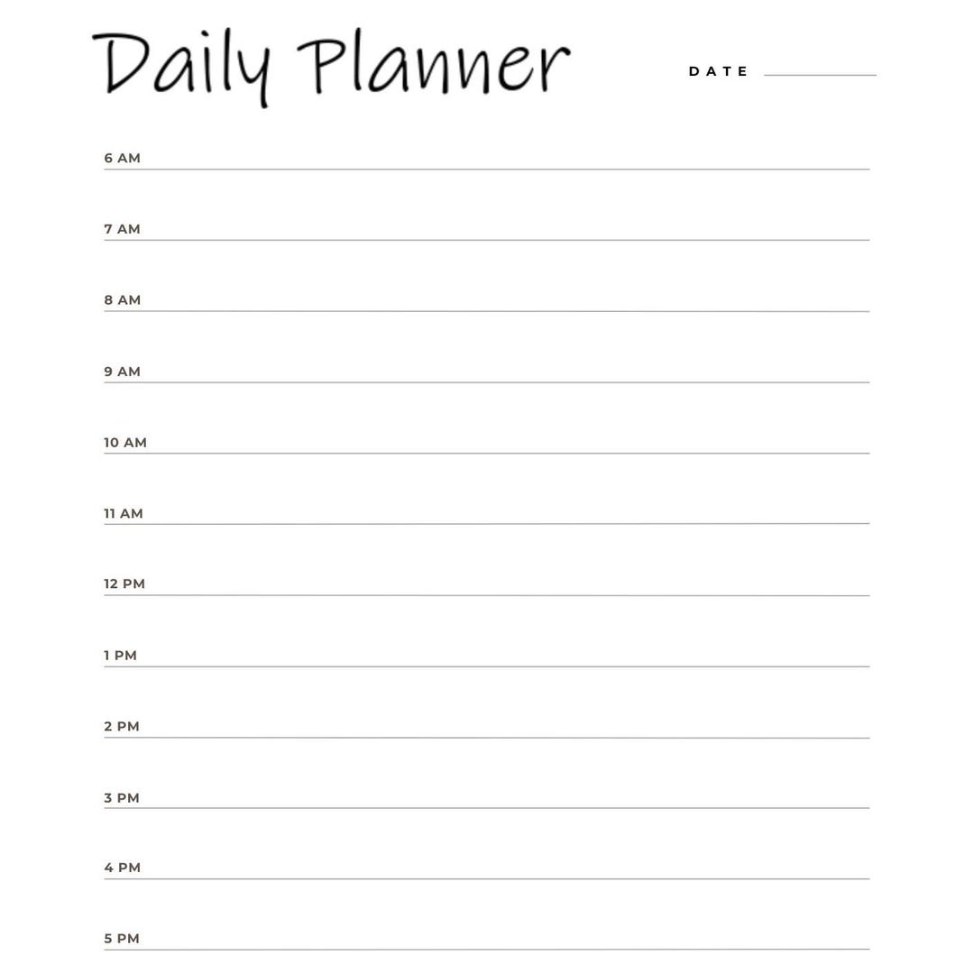 Editable Daily Calendar Printable Digital Download PDF Vertical Simple ...