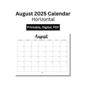 August 2025 calendar printable digital download pdf