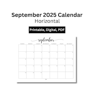September 2025 calendar printable digital download pdf