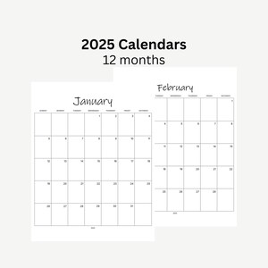 Calendário 2025 para impressão digital Download PDF Vertical