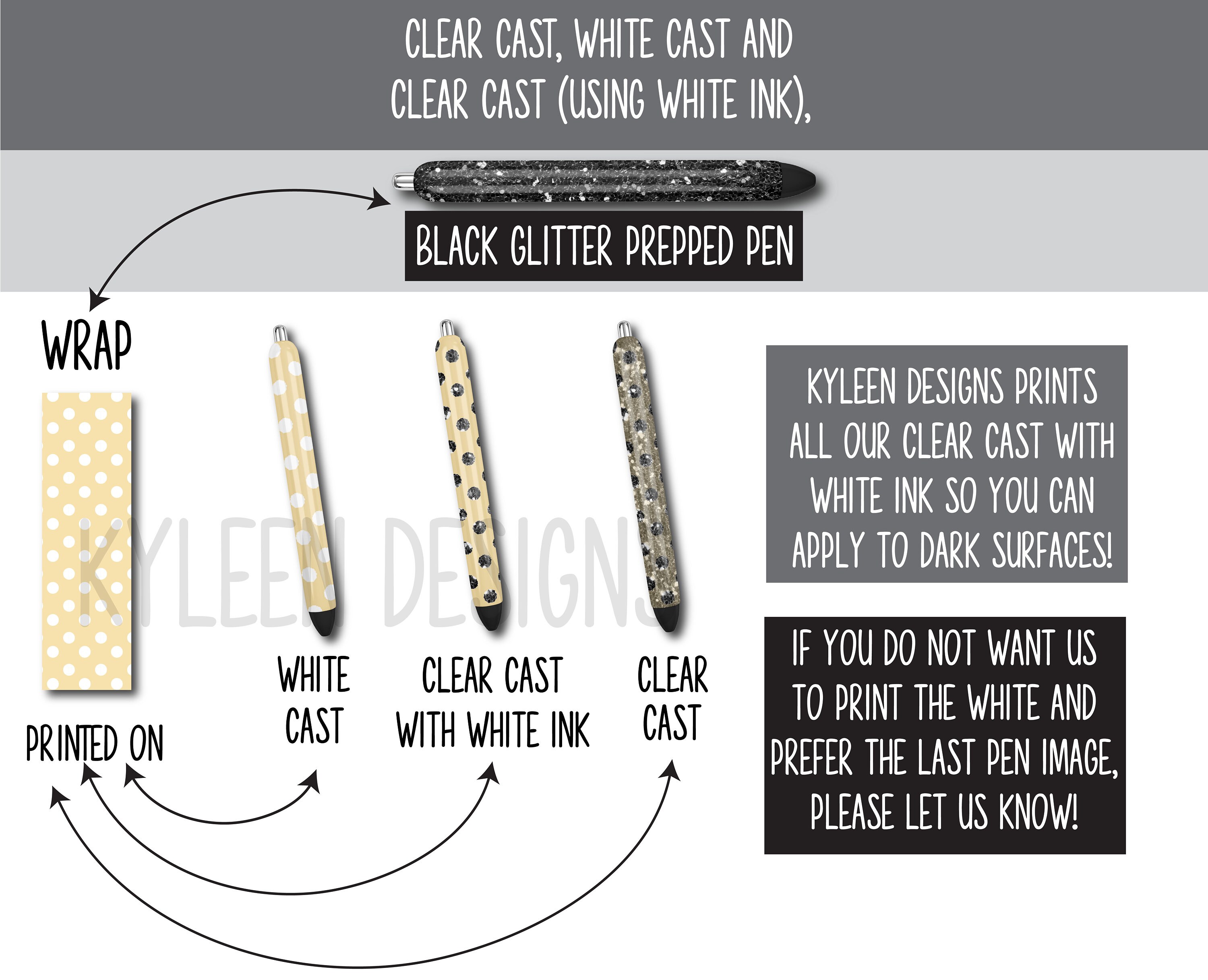 WHITE or CLEAR Cast VINYL Pen Wraps Retro Pen Wraps - Etsy