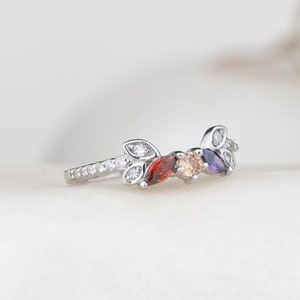 3 Birthstone Ring, Marquise Birthstone, Mother Grandma Family Ring Gift, Silver Custom Gold Ring, Personalized Gift, Valentine Gift for Her