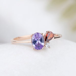 Oval & Drop Birthstone Ring, Minimalist Birthstone, Mother Grandma Family Ring, Gold Silver Custom Ring, Personalized Gift, Mothers Day Gift