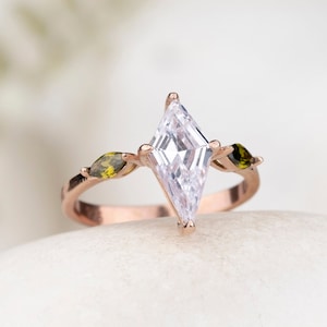 Marquise Birthstone Ring, Engagement Ring, Kite Cut Ring, Two Ring Set, Personalized Gift, Bridesmaid Gifts for her, Stackable Ring