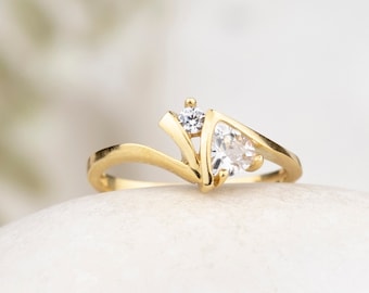 Trillion Cut Ring, Sterling Silver Ring, Engagement Ring, Stackable Ring, Gift For Wife, Birthday Gift, Handmade Jewelry, Vintage Style