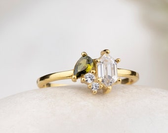 Pear Birthstone Ring, Minimalist Birthstone, Hexagon Cut Ring, Real Silver Ring, Personalized Gift, Valentine&#39;s Gift Her, Bridesmaid gifts