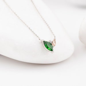 Marquise Birthstone Necklace, Mother&#39;s Day Gift, Mother Family Gift, Silver Custom Necklace, Personalized Gift, Valentines Gift for Her