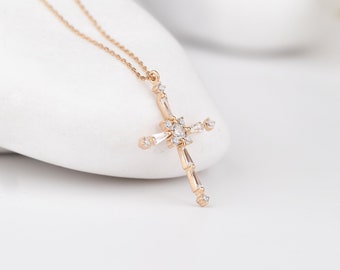 Cross Diamond Necklace, Dainty Cross Mother Grandma Family Gift, Silver Necklace, Personalize Gift, Christmas Gift for Her, Mothers Day Gift