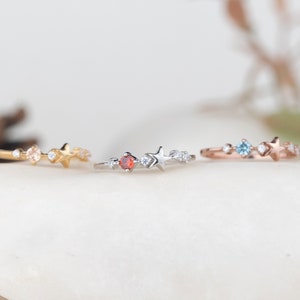 Dainty Star Birthstone Ring, Family Birthstone, Mother Grandma Ring, Gold Silver Ring, Personalize Gift, Jewelry Gift for Her, Mothers Day