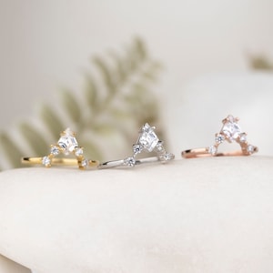 Kite Cut Diamond Ring, Sterling Silver Ring, Engagement Ring, Stackable Ring, Gift For Wife, Birthday Gift, Handmade Jewelry, Vintage Style