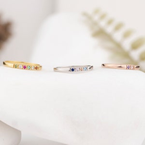 Family Birthstone Ring, Mother Grandma Family Ring Gifts, Gold Silver Dainty Ring, Personalize Gift, Valentines Gift for Her, Handcraft Gift