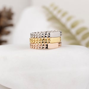Silver Chain Ring, Thick & Thin Link Chain Ring, Mother Ring, Gold Silver Custom Ring, Personalized Gift, Mothers Day Gift, Handmade Jewelry