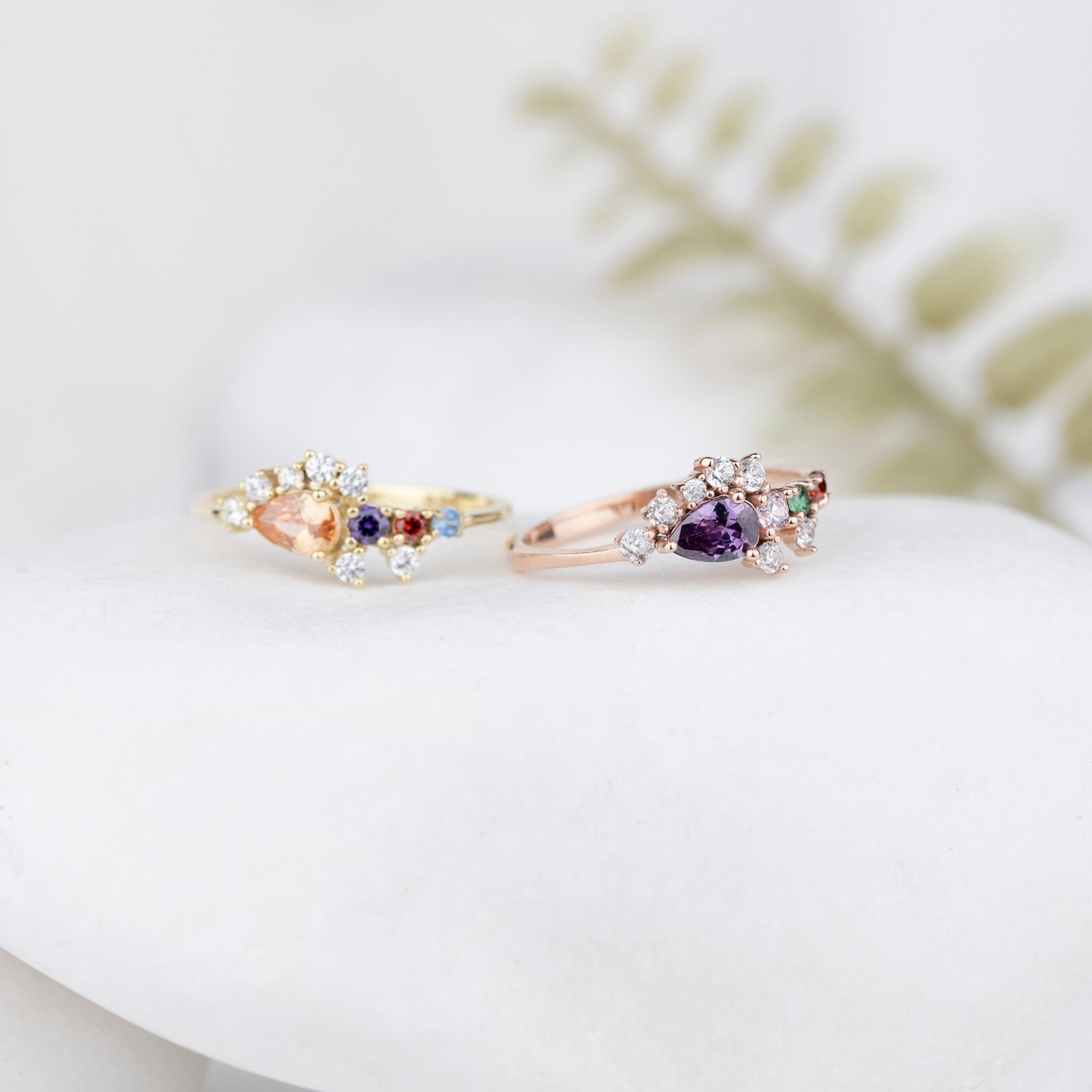 Handcrafted Multi-gemstone Ring 4 Birthstones Ring Unique - Etsy