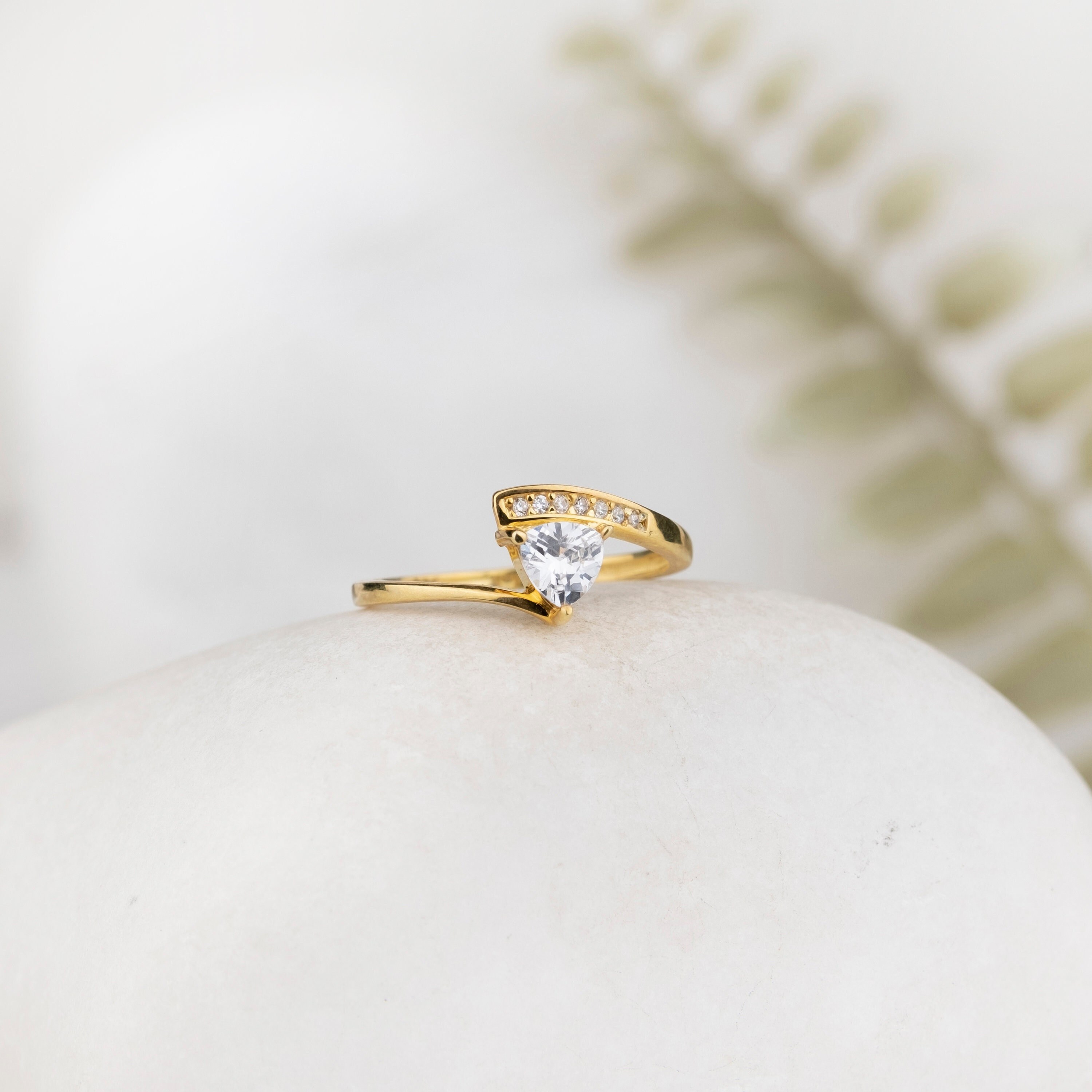 Trillion Cut Ring, Sterling Silver Ring, Engagement Ring
