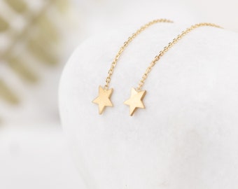 Dainty Chain Earrings, Mother Grandma Heart Earring Gift, Star Diamond Earring, Personalized Gifts, Valentines Gifts for Her, Mothers Gift