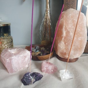 Raw crystal incense holder | Amethyst | Rose Quartz | Clear Quartz | Sodalite | chunk of gemstone | Natural real crystals