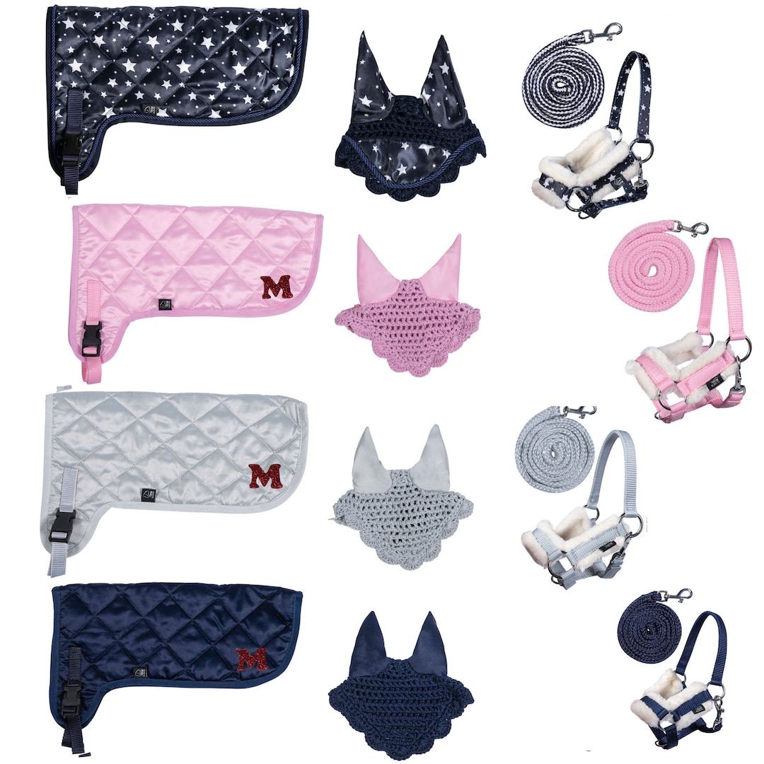 Hobby Horse Turnier Zubehör Satteldecke Halfter Set mit Glitzer