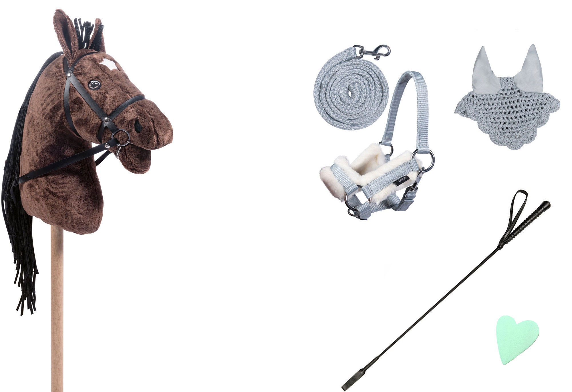 Set Hobby HorseSteckenpferdHobbypferdSpielpferd mit TrenseHalfter