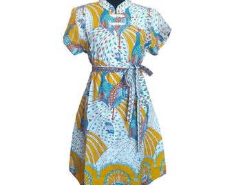 Handcrafted Batik Dress with Stunning Peacock Motif: Wearable Art