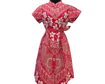 Red cheongsam women batik dress