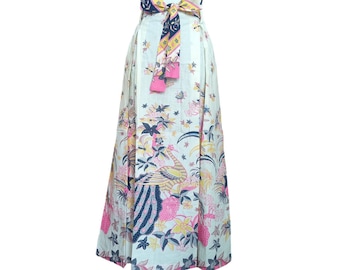 Graceful Javanese Batik Long Skirt with Stunning Peacock Motif