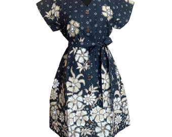 Distinctive V-Neck Batik Dress Featuring Timeless Patterns