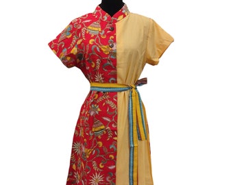 Cheongsam batikjurk met korte mouwen