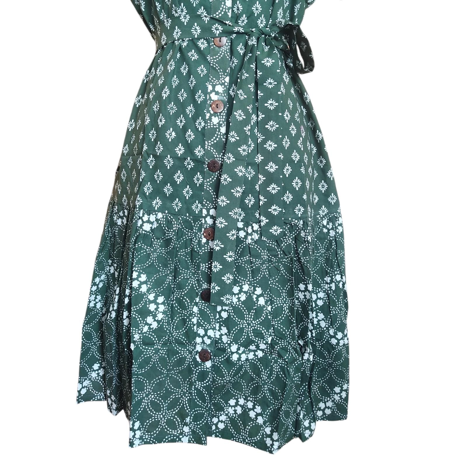 Green batik dress for women