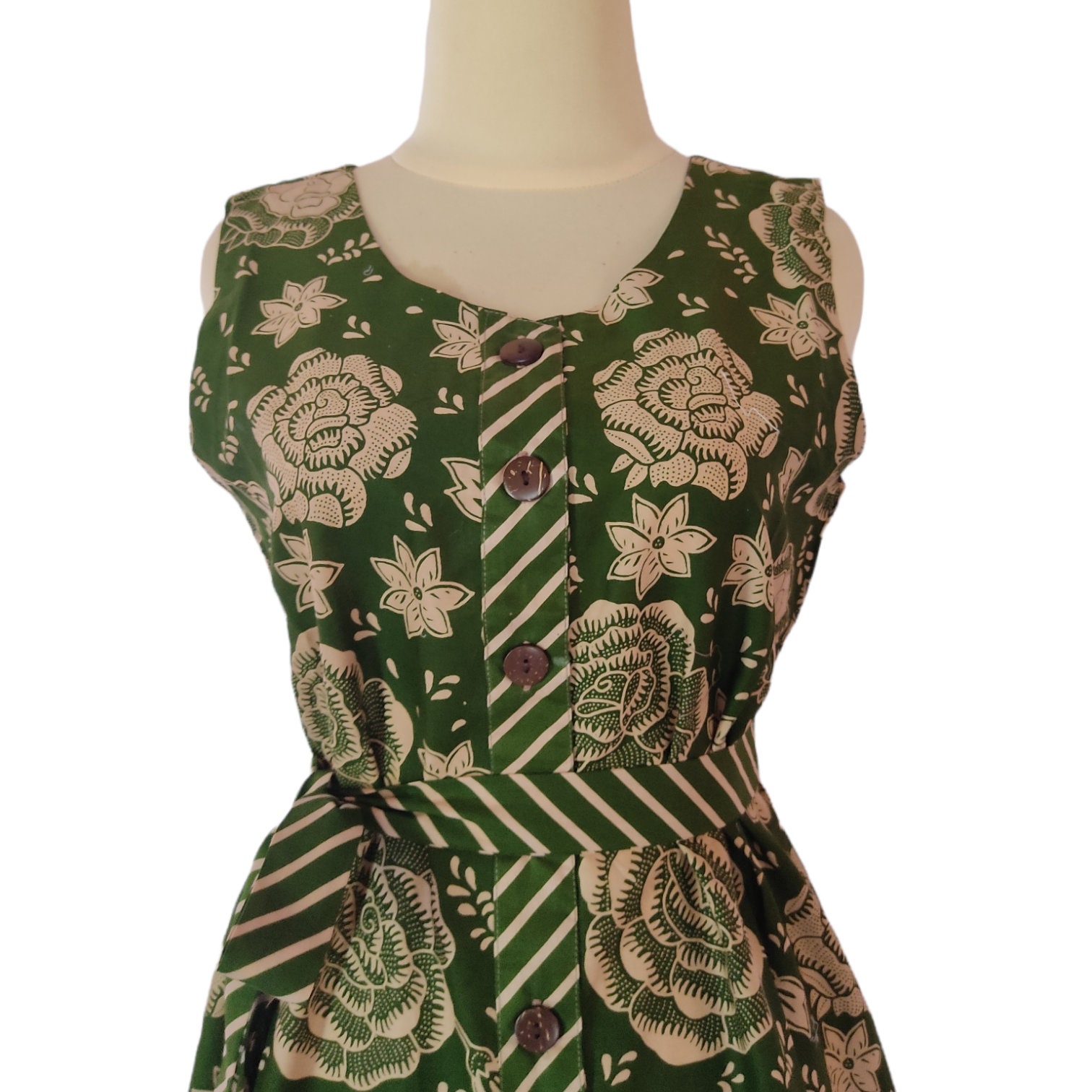 Green hand-made batik dresses for women