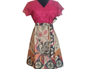 Formal Batik Dress for Women | Elegant Solo Batik Dress with Brocade | Handmade Indonesian Ethnic Fashion