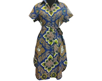 Batik shirt dress with slit on both sides