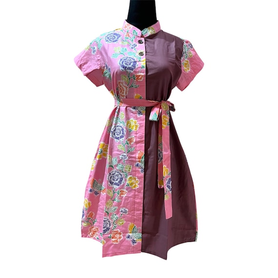 batik shirt dress Handmade Floral Batik Shirt Dress – Indonesian Cotton, Ethnic Style