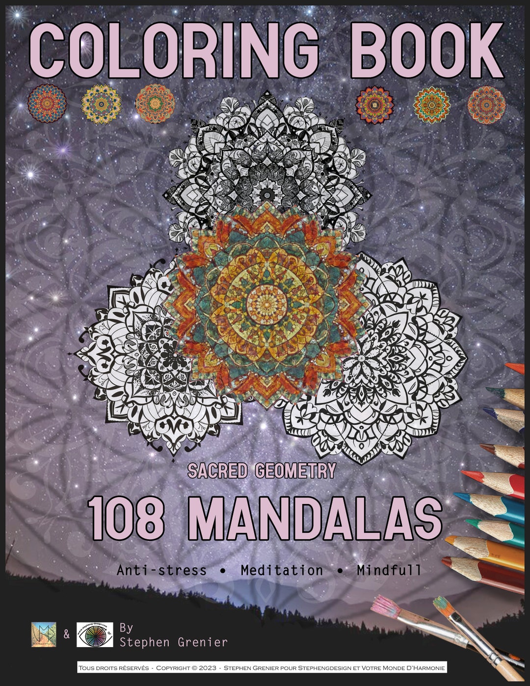 Coloring Book: 108 Printable Mandalas to Color for Adults and Kids ...