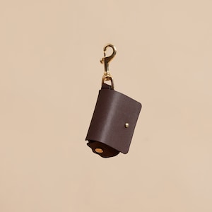 Natural Leather Dog Poop Bag Holder, Waste Bag Holder, Poop Bag Dispenser, Brown, Black, Navy Blue, Solid Brass, Stainless Steel