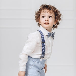 Boys Linen Suit Elegant Boys Linen Outfit Wedding Outfit Baptism Christening Set Baby Boy First Birthday Cake Smash Ring Bearer Attire Boys