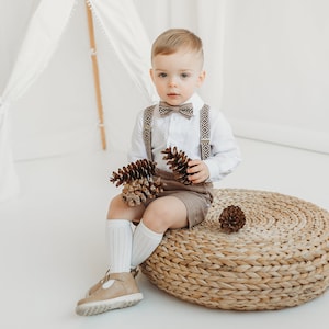Linen Suit for Boys Baptism Outfit - Newborn Baby Boy Chirstening Formal Set Page Boy First Birthday Cake Smash Outfit Ring Bearer Clothe