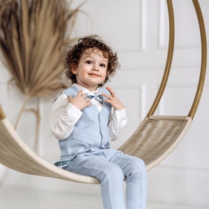 Boys Linen Suit  Page boy suit Toddler boy wedding suit, Baptism linen outfit, Gift for boy, Birthday suit, Ring bearer, Christening set