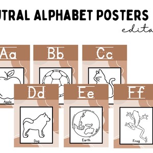 Alphabet Posters EDITABLE | Neutral Classroom Decor | Classroom Posters | Boho Classroom Decor | Classroom Display