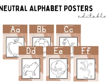 Alphabet Posters EDITABLE | Neutral Classroom Decor | Classroom Posters | Boho Classroom Decor | Classroom Display
