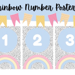 RAINBOW NUMBER POSTER | Boho Classroom Decor | Pastel colour